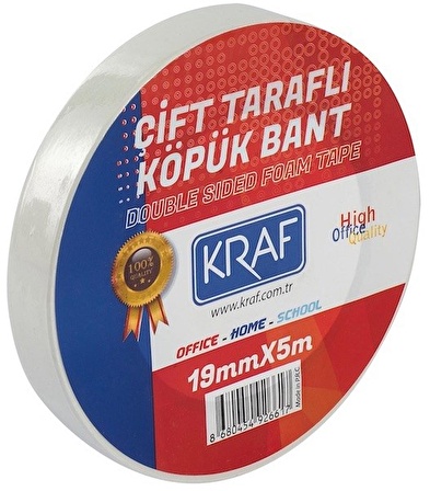 KRAF ÇİFT TARAFLI KÖPÜK BANT 19MMX5M 5019G