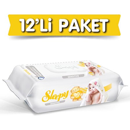 Sleepy Sensitive 90 Yaprak 12'li Paket Islak Mendil