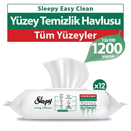 Sleepy Easy Clean Yüzey Temizlik Havlusu 12x100 (1200 Yaprak)