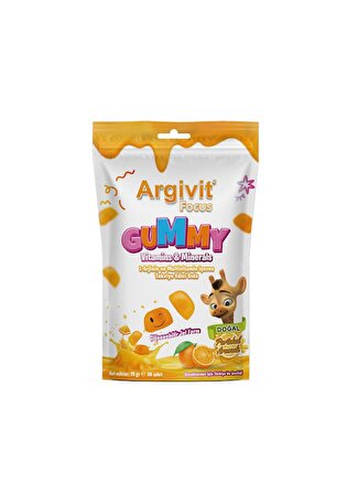 Argivit Focus Gummy Vitamins&Minerals Portakal Aromalı 30 Softjel Tablet