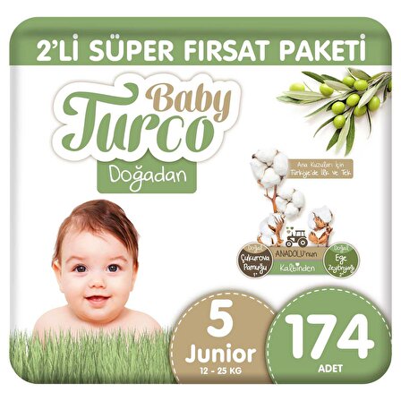 Baby Turco Doğadan 5 Numara Junior 174'lü Bel Bantlı Bez