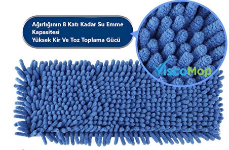 Viscomop Pratik Süper Emici Toz Toplayıcı Microfiber Şönil Mop Bezi 40 cm