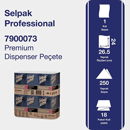 Selpak Professional Premium Dispenser Peçete 24x26.5 cm. 18 Paket x 250 Yaprak (7900073)
