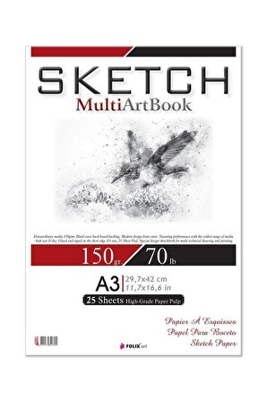 Etika Sketch Multiart A3 150 gr. Eskiz Defteri 25 Yaprak Sketchbook