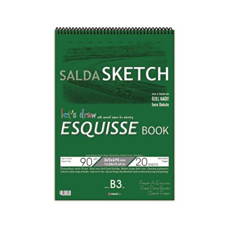 Folix Sketchbook B3 Salda 34,5 x 49,5  Spiralli 90 Gr. 20 Yaprak Eskiz Defteri