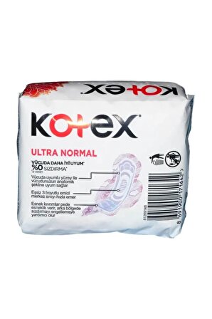 Kotex Ultra Normal 8'li Paket x 24 Adet (1 Koli) Hijyenik Ped %0 Sızdırma
