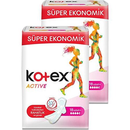 Kotex Active Süper Ekonomik Uzun Günlük Ped 18'li 2 Adet