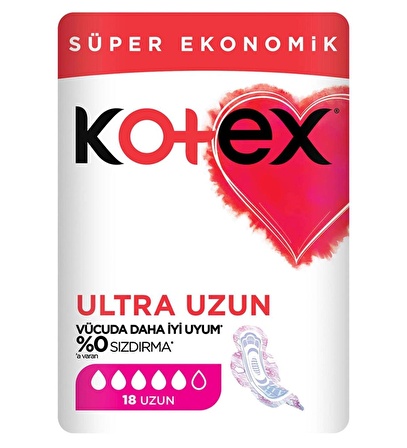 Kotex Ultra Süper Ekonomik Paket Uzun 18'li x 12 Paket (216 Adet)