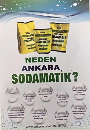 ANKARA SODAMATİK 3 KG * 6 ADET KİREÇ ÖNLEYİCİ VE BEYAZLATICI (tüller - beyazlar - renkliler)