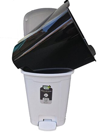Polytime Pedallı Basmalı 6 Litre Çöp Kutusu Kovası - Çıkarılabilir İç Kovalı - Gri - 28 x 22 x 22 Cm