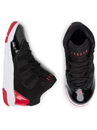 Nike Jordan Max Aura Boys Shoes Leather Hakiki Deri Bilekli Çocuk Spor Ayakkabı Siyah