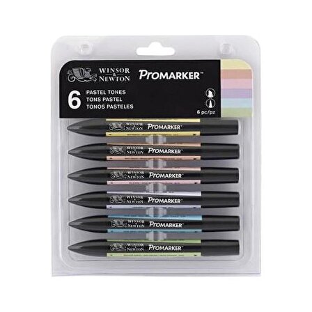 Winsor & Newton Promarker Kalem Seti 6 Renk Pastel Tones Set Pastel Tonlar