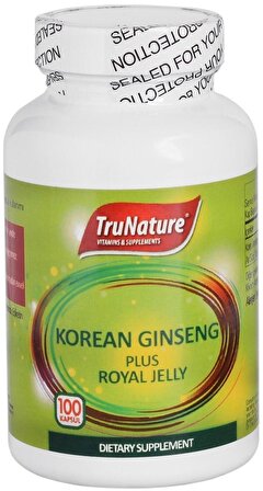 Trunature Kore Ginsengi Arı Sütü Tozu 100 Kapsül Korean Ginseng Plus Royal Jelly 
