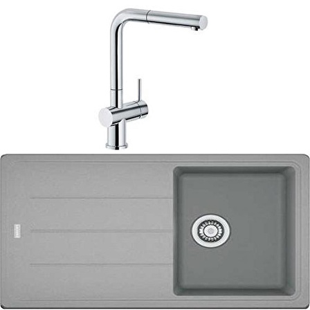 Franke BFG 611 Stone Grey Evye, Active Plus Doccia Krom Armatür Seti