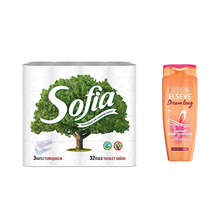 Sofia 32'li Tuvalet Kağıdı + L'Oréal Elseve Şampuan 450 ML Onarıcı Bakım