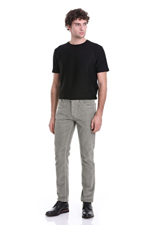 Yeşil Dinamik Fit Düz 5 Cep Casual Kadife Pantolon | 40