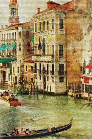 Venedik Kanalları Yağlıboya Çalışması Dekoratif Kanvas Duvar Tablosu