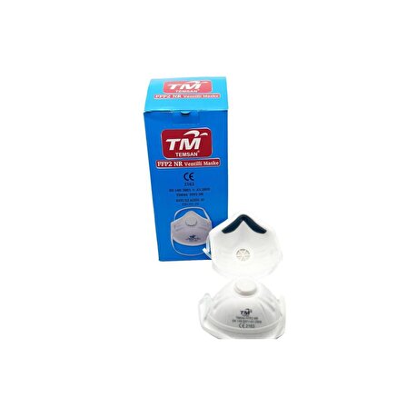 TM Temsan Beyaz Ventilli FFP2 NR Toz İş Güvenlik Sanayi Boya Konik Maske - 20 Adetlik 10 Paket 