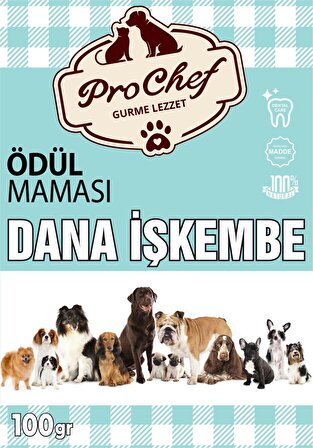 Prochef 100 Gr Dana Işkembe Doğal Katkısız Köpek Kemiği & Ödül Maması
