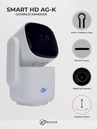  Smart HD AG-K200 Güvenlik Kamerası İp 360° Derece Dönebilen