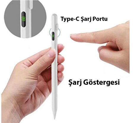 İpad pro air için manyetik şarj göstergeli stylus kalem pencil uzun şarj süresi