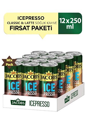 Jacobs Icepresso Classic & Jacobs Icepresso Latte Soğuk Kahve Karma Koli 12X250ml