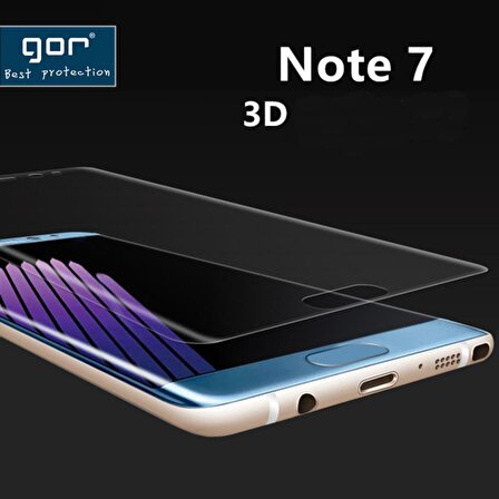 Gor Galaxy Note 7 Fan 3D Kavisli Darbe Emici Full Ekran Koruyucu 2 Adet Set