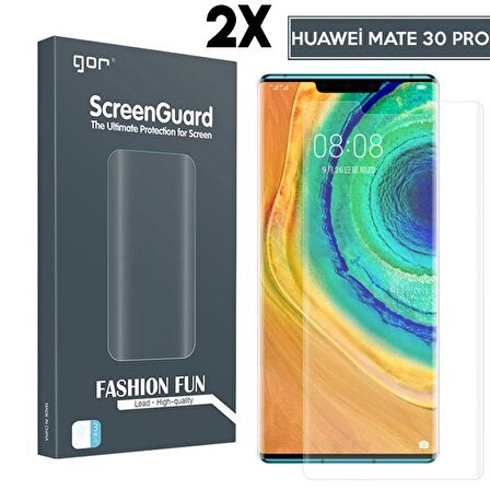 Gor Huawei Mate 30 Pro 3d Kavisli Full Kaplama Darbe Emici Ekran Koruyucu 2 Adet Set