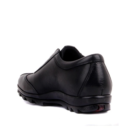 Fosco - Siyah Deri Bağcıksız Erkek Günlük Ayakkabı