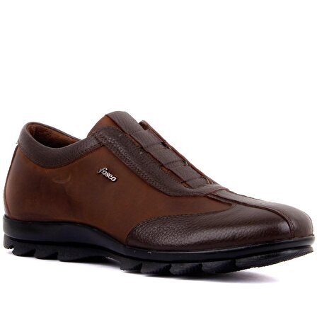 Fosco - Kahverengi Deri Bağcıksız Erkek Günlük Ayakkabı