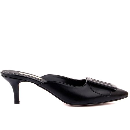 Moxee - Siyah Renk Kadın Kısa Topuklu Ayakkabı