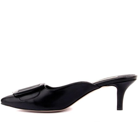 Moxee - Siyah Renk Kadın Kısa Topuklu Ayakkabı