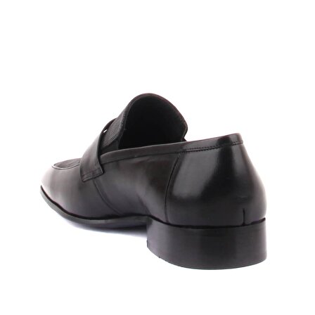 Fosco - Siyah Deri Bağcıksız Erkek Klasik Ayakkabı