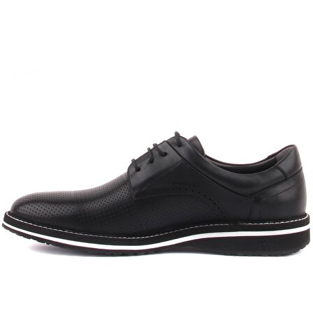Fosco - Siyah Deri Bağcıklı Erkek Günlük Ayakkabı