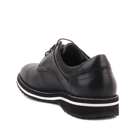 Fosco - Siyah Deri Bağcıklı Erkek Günlük Ayakkabı