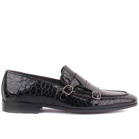 Fosco - Siyah Rugan Deri Erkek Klasik Ayakkabı
