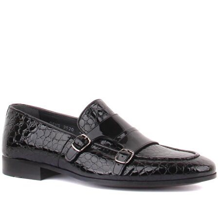 Fosco - Siyah Rugan Deri Erkek Klasik Ayakkabı
