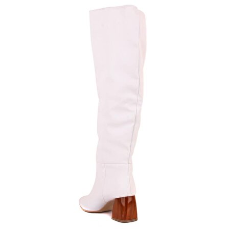 Moxee - Beyaz, Topuklu Kadın Çizme 
