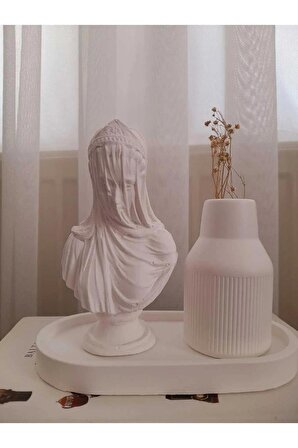 DNZ DEKOR Tüllü kadın heykeli ve vazo set 1000782