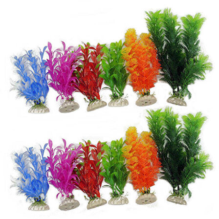 Akvaryum Dekor Plastik Bitki Karışık Renkli 10cm 1 Adet
