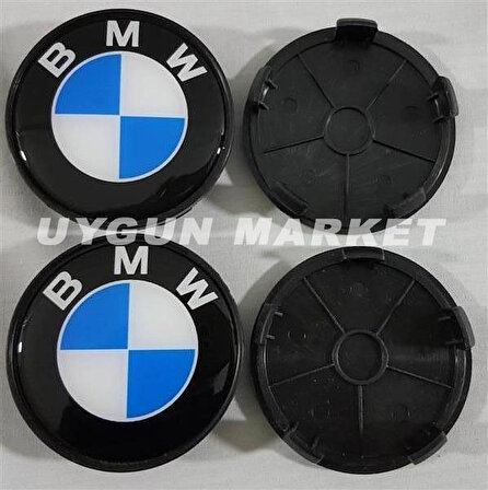 BMW Jant Göbeği 68/65mm Mavi 4 Adet , BMW Jant Kapağı 68mm Mavi (Sticker Baskı Değildir)
