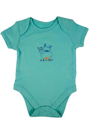 Bebek Deniz Hayvanları Baskılı 5'li Kısa Kollu Bodysuit / Zıbın