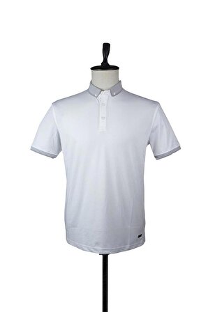 Kısa Kol Merserize Polo Yaka Slim Fit Dar Kesim Casual T-Shirt 1011220109 Beyaz