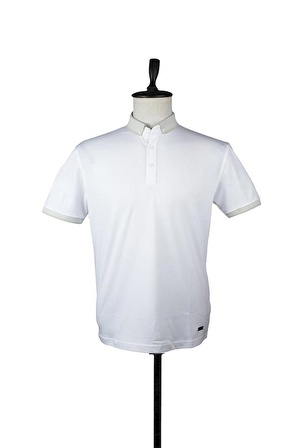 Kısa Kol Merserize Polo Yaka Slim Fit Dar Kesim Casual T-Shirt 1011220109 Beyaz