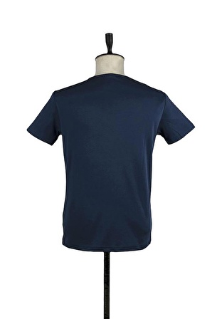 Kısa Kol Merserize Bisiklet Yaka Slim Fit Dar Kesim Casual T-Shirt 1011220116 Koyu Lacivert