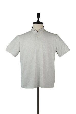 Kısa Kol Merserize Polo Yaka Cepli Comfort Fit Rahat Kesim Klasik T-Shirt 1011220128 Gri