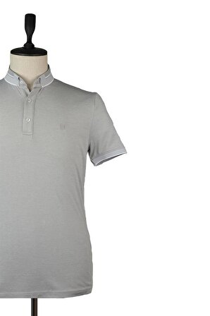 Kısa Kol Pike Gömlek Yaka Slim Fit Dar Kesim Klasik T-Shirt 1011220132 Füme