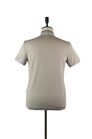 Kısa Kol Pike Gömlek Yaka Slim Fit Dar Kesim Klasik T-Shirt 1011220132 Açık Bej