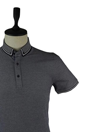 Kısa Kol Oxford Polo Yaka Slim Fit Dar Kesim Klasik T-Shirt 1011220140 Koyu Lacivert