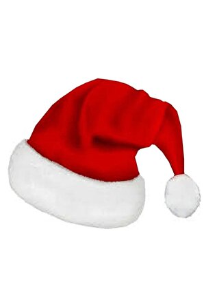 Yetişkin Noel Şapkası - Yılbaşı Şapkası - Polar Yıl Başı Şapkası - Noel Baba Şapkası